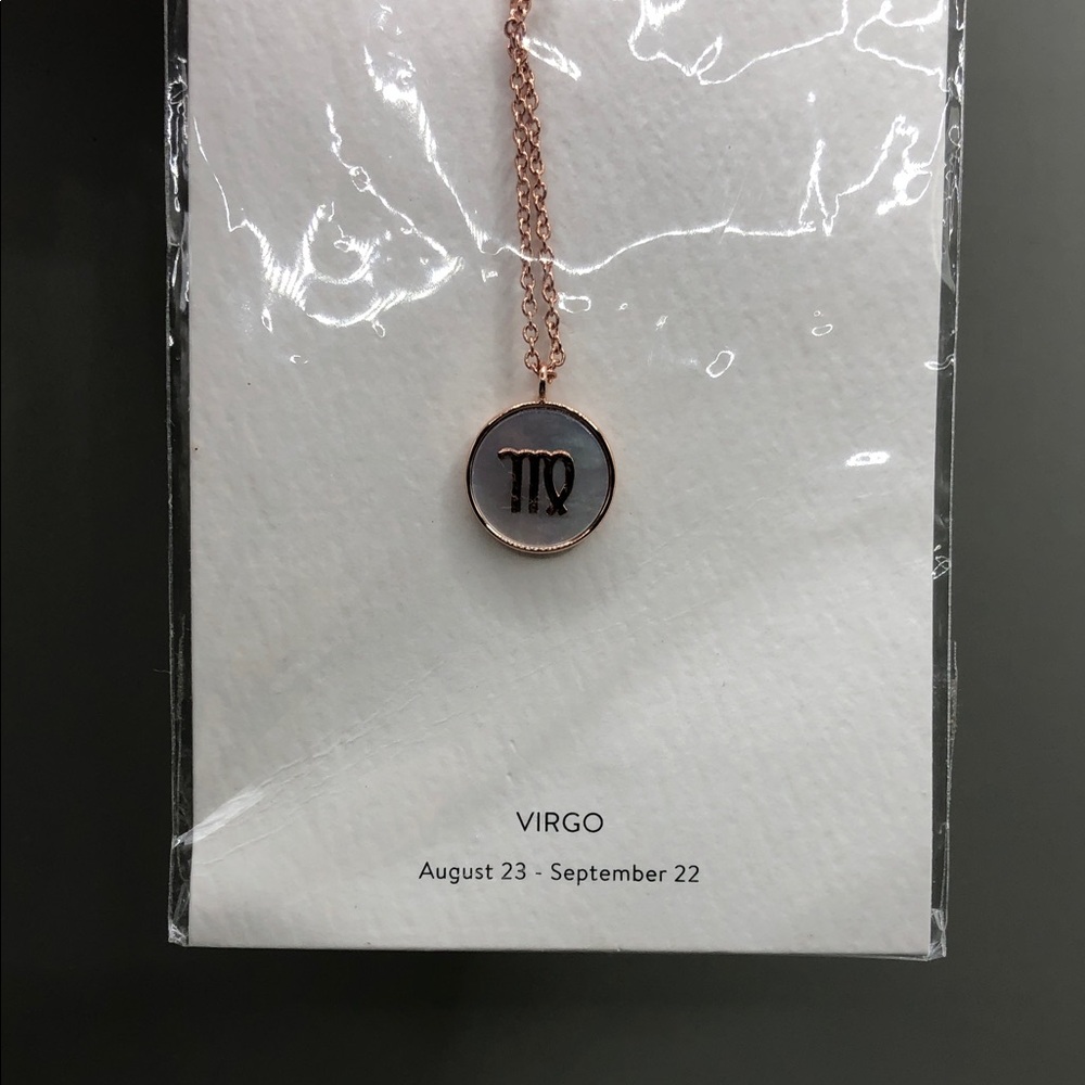 Pura Vida Zodiac Virgo Sign MoP Rose Gold Plated Dainty Chain Necklace NEW